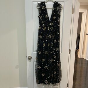Baltic Born Black and Gold Floral Maxi Dress